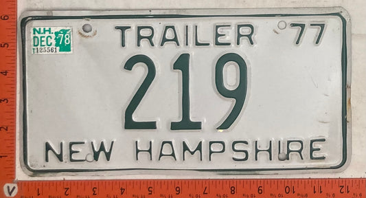 1978 New Hampshire #219 Trailer License Plate