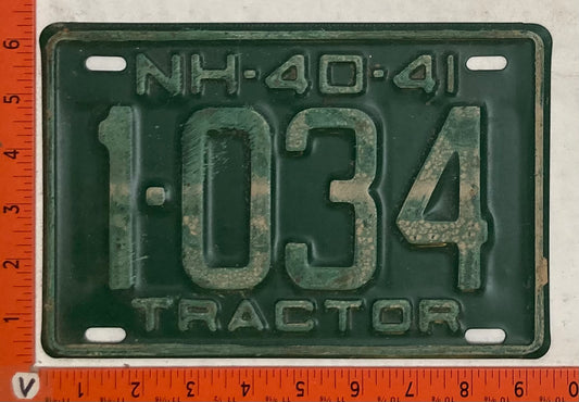 1940-41 New Hampshire #1034 Tractor License Plate
