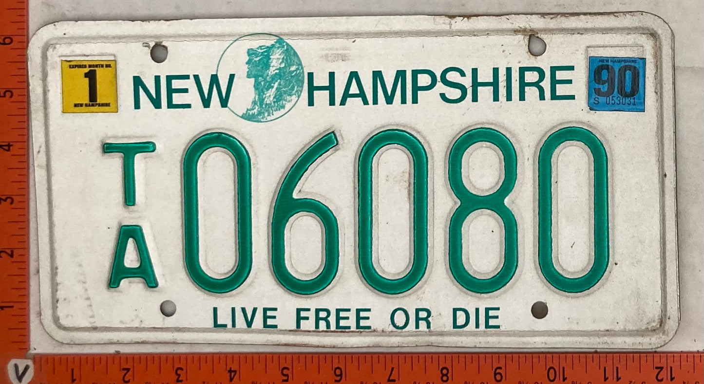 1990 New Hampshire #T/A 06080 Tractor License Plate