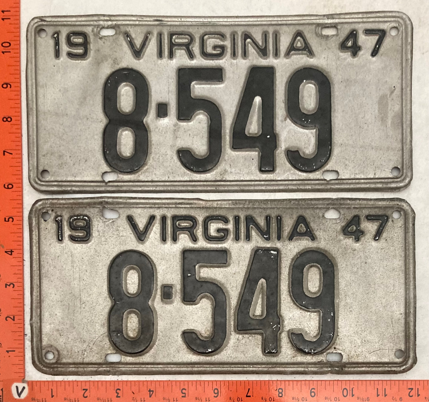 1947 Virginia #8-549 Passenger License Plate (Pair)