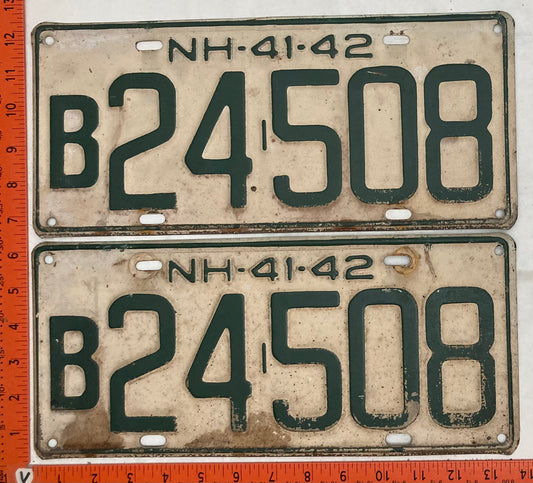 1941-42 New Hampshire #B24508 Commercial License Plate (Pair)
