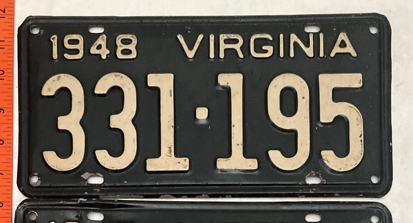 1948 Virginia #331-195 Passenger License Plate (Pair)
