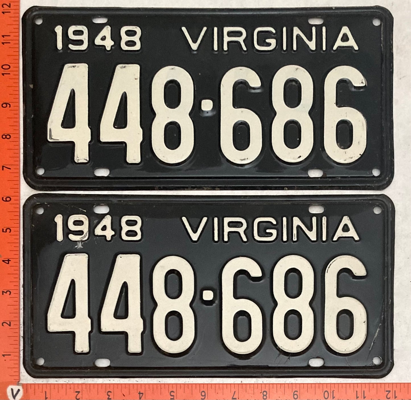 1948 Virginia #448-686 Passenger License Plate (Pair)