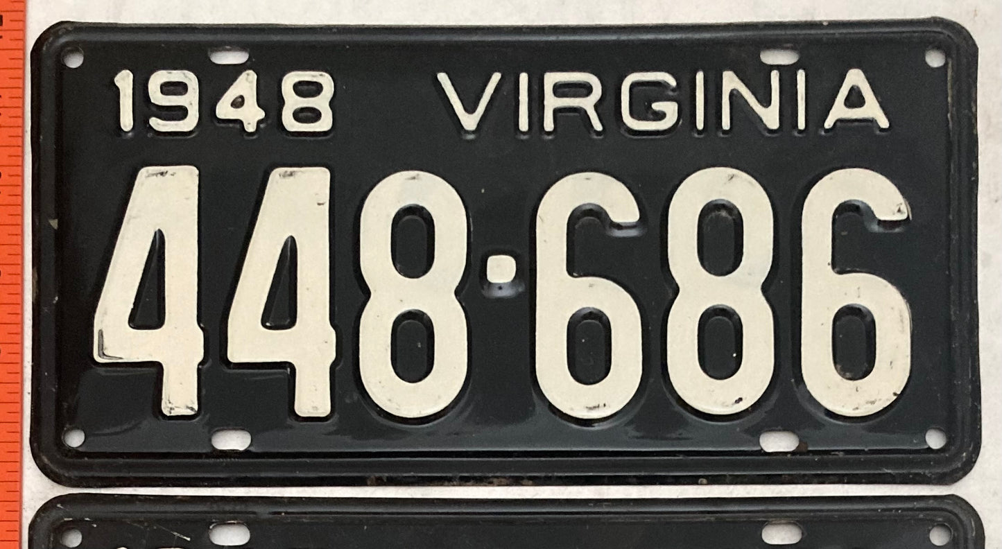 1948 Virginia #448-686 Passenger License Plate (Pair)