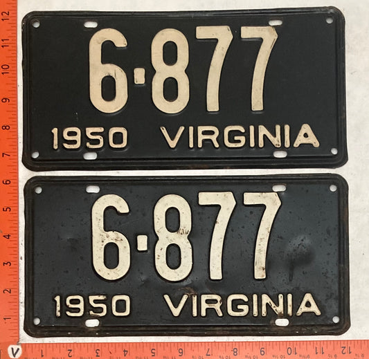1950 Virginia #6-877 Passenger License Plate (Pair)