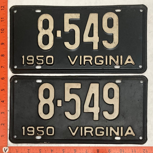 1950 Virginia #8-549 Passenger License Plate (Pair)