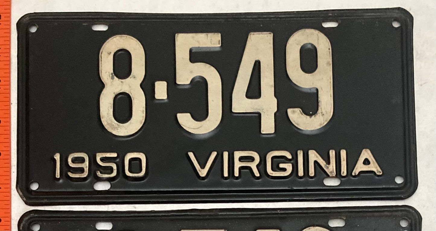 1950 Virginia #8-549 Passenger License Plate (Pair)