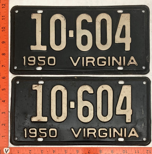1950 Virginia #10-604 Passenger License Plate (Pair)