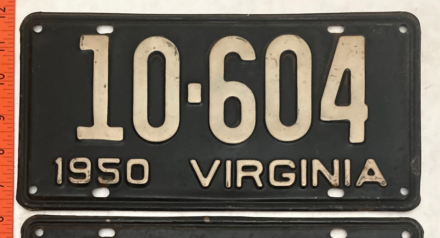 1950 Virginia #10-604 Passenger License Plate (Pair)
