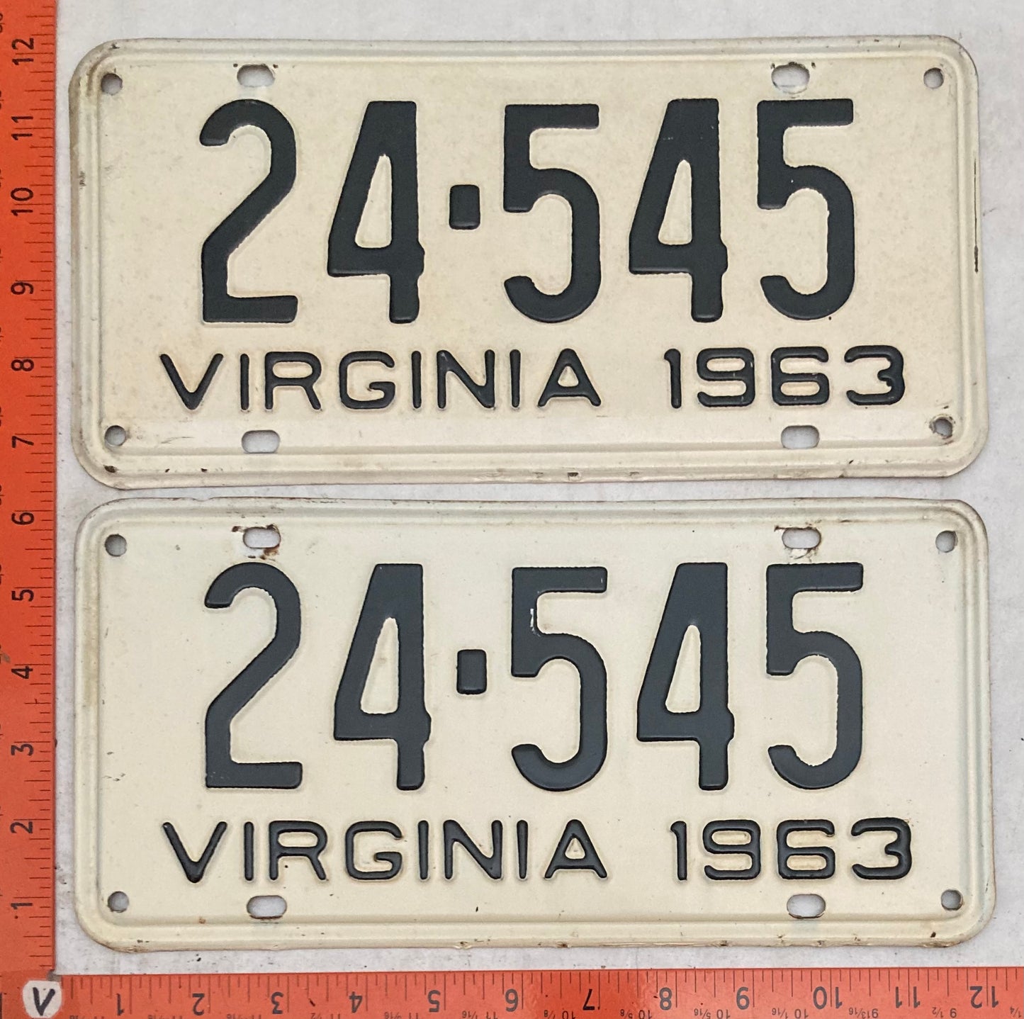 1963 Virginia #24-545 Passenger License Plate (Pair)