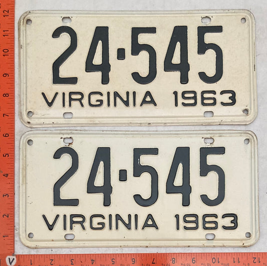 1963 Virginia #24-545 Passenger License Plate (Pair)