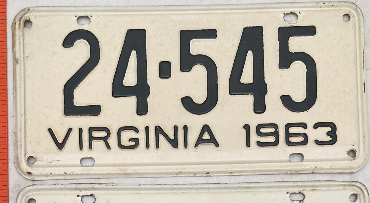 1963 Virginia #24-545 Passenger License Plate (Pair)