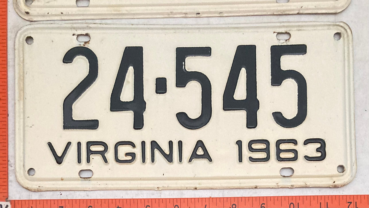 1963 Virginia #24-545 Passenger License Plate (Pair)