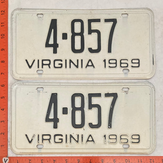 1969 Virginia #4-857 Passenger License Plate (Pair)