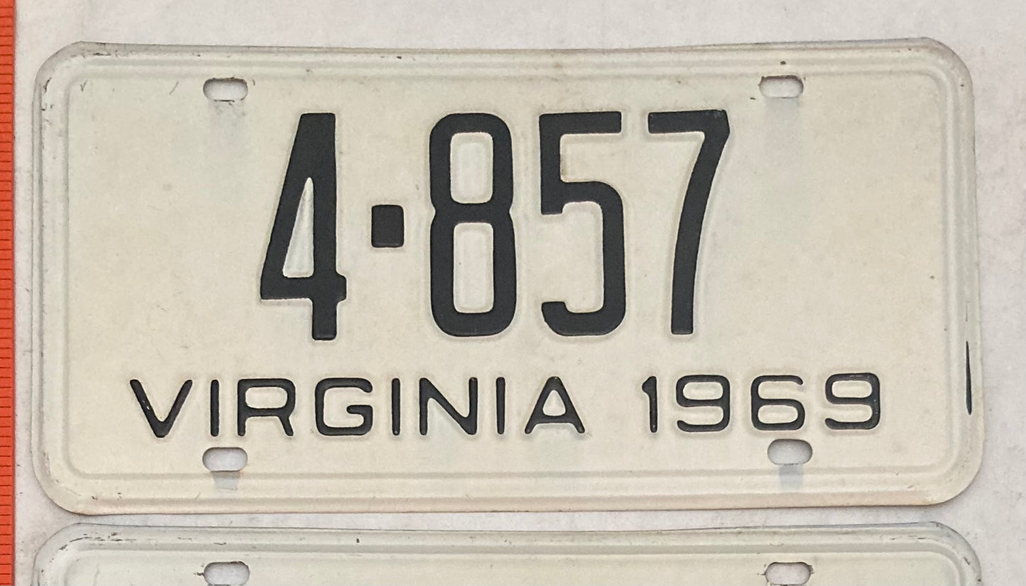 1969 Virginia #4-857 Passenger License Plate (Pair)