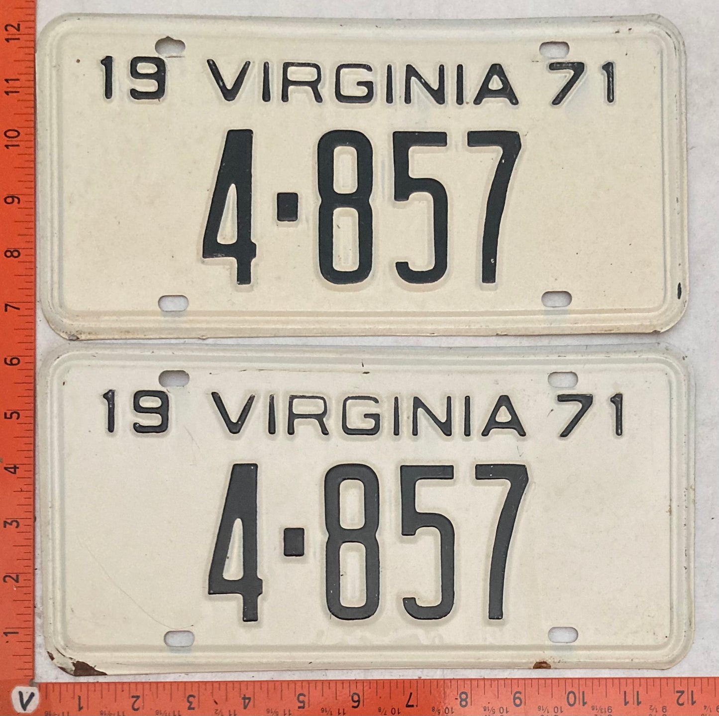 1971 Virginia #4-857 Passenger License Plate (Pair)
