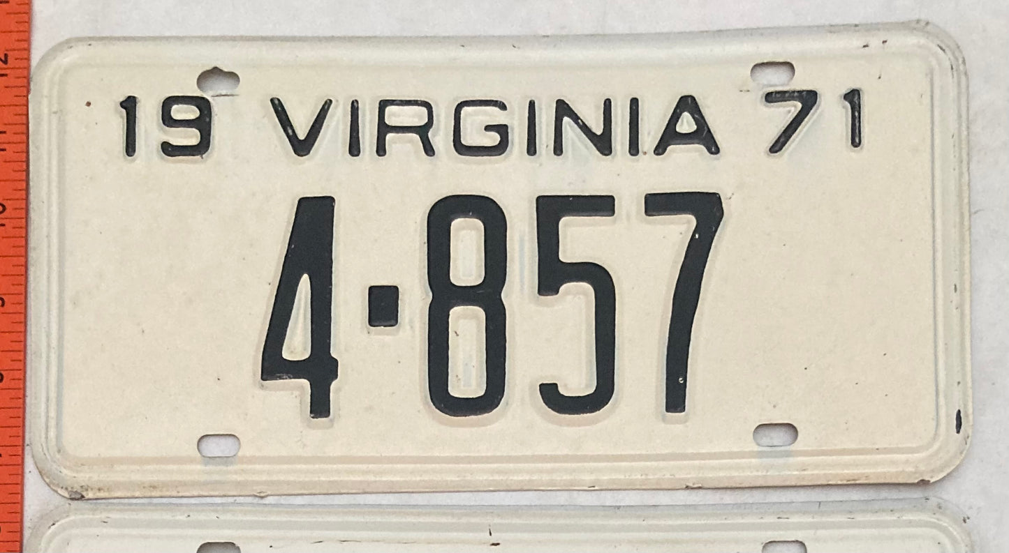 1971 Virginia #4-857 Passenger License Plate (Pair)