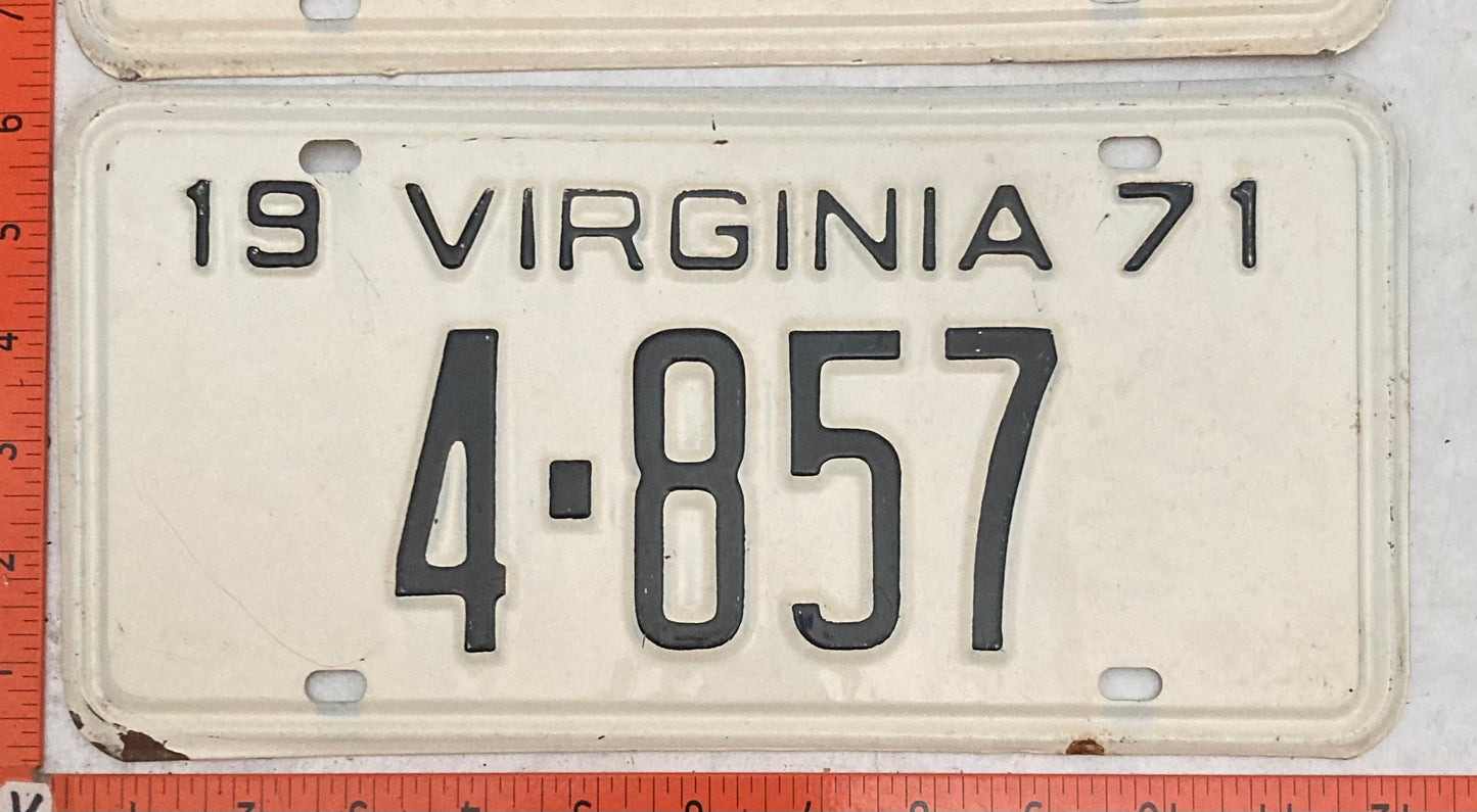 1971 Virginia #4-857 Passenger License Plate (Pair)