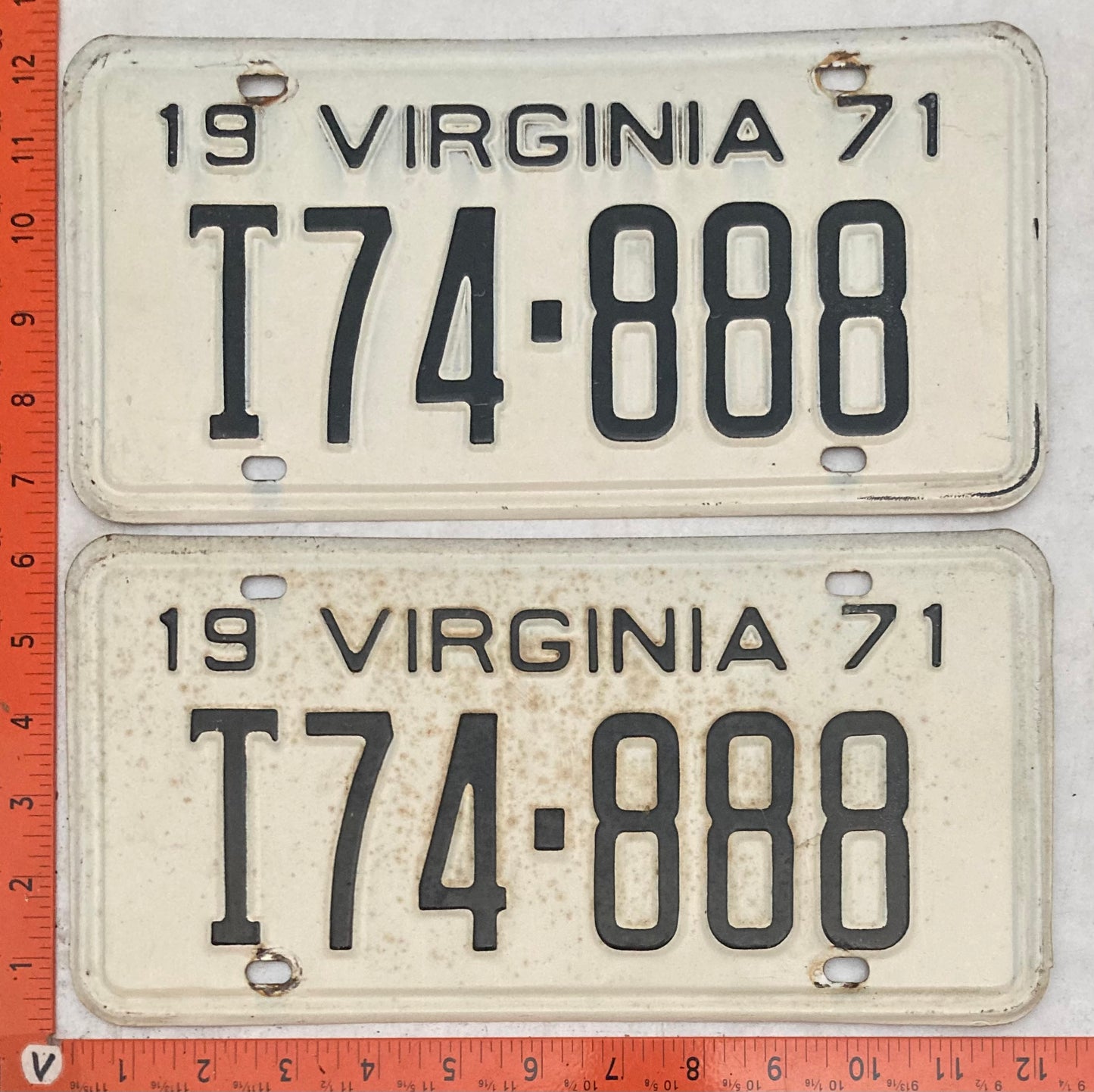 1971 Virginia #T74-888 Truck License Plate (Pair)