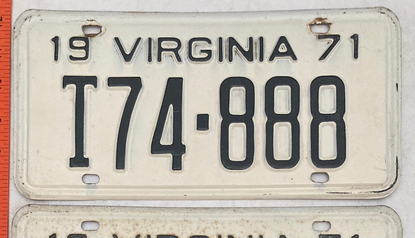 1971 Virginia #T74-888 Truck License Plate (Pair)