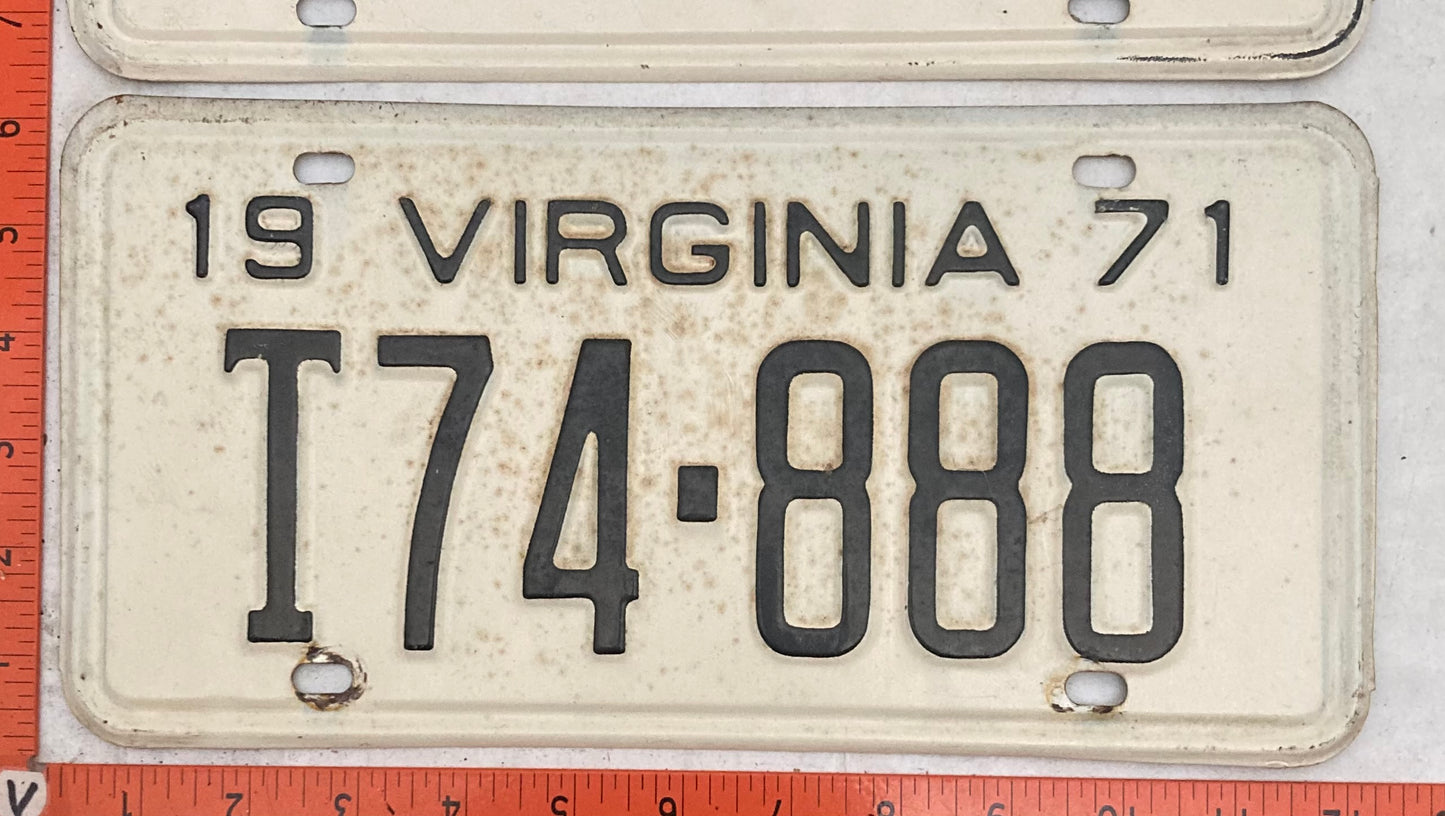 1971 Virginia #T74-888 Truck License Plate (Pair)