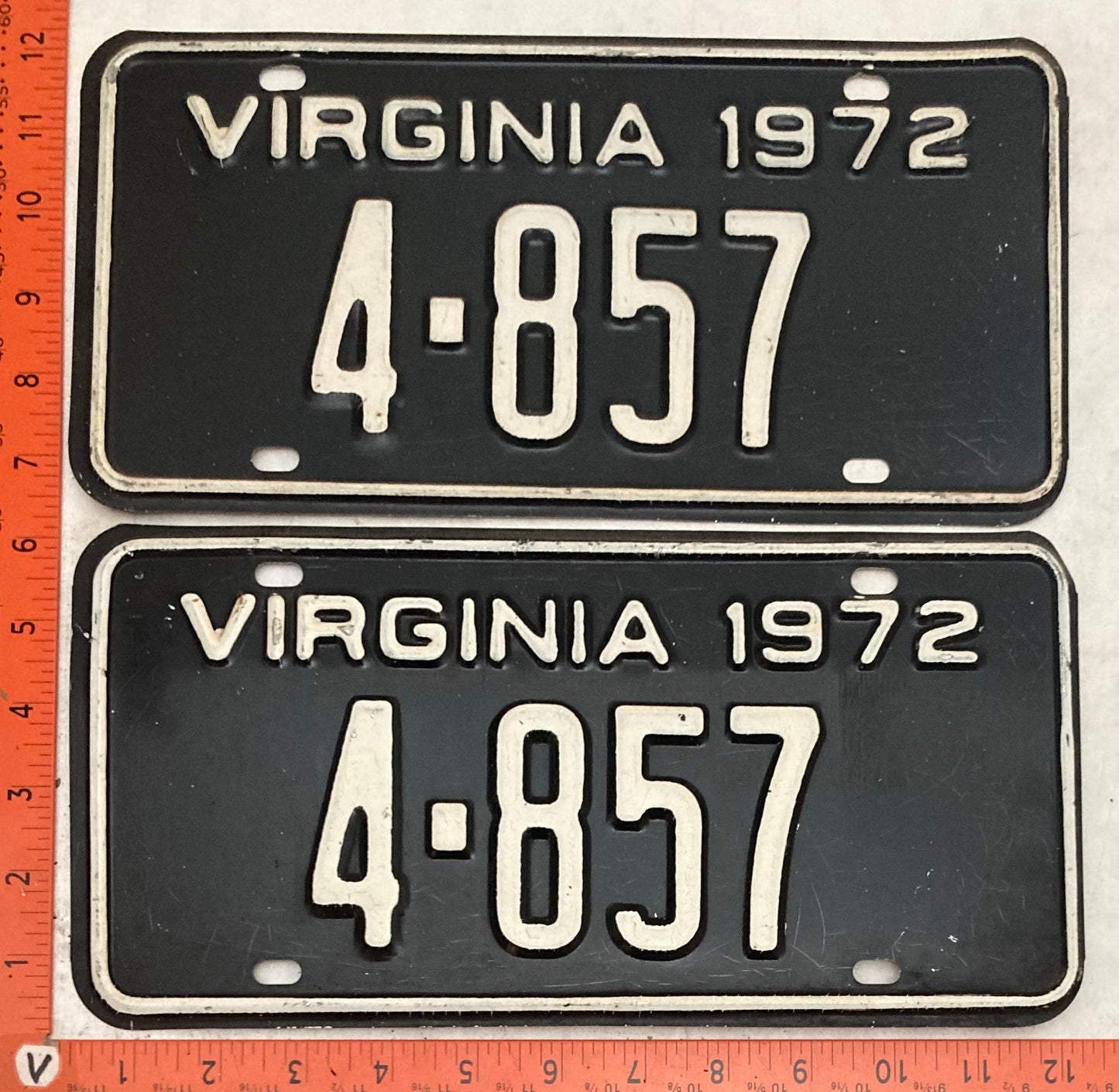 1972 Virginia #4-857 Passenger License Plate (Pair)
