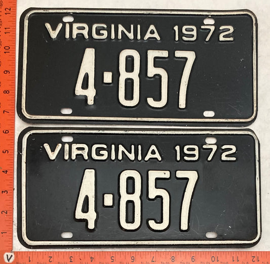 1972 Virginia #4-857 Passenger License Plate (Pair)