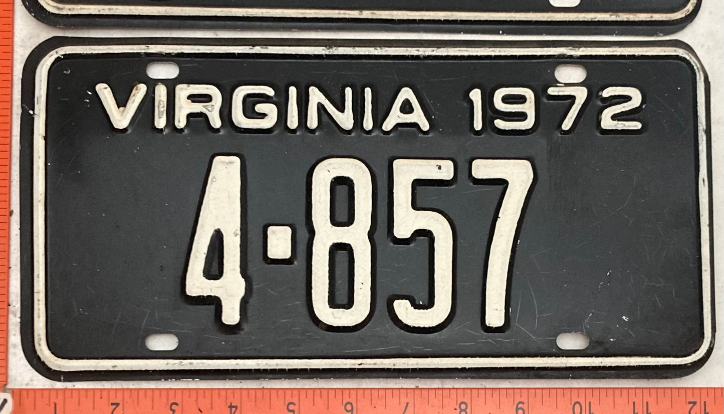 1972 Virginia #4-857 Passenger License Plate (Pair)