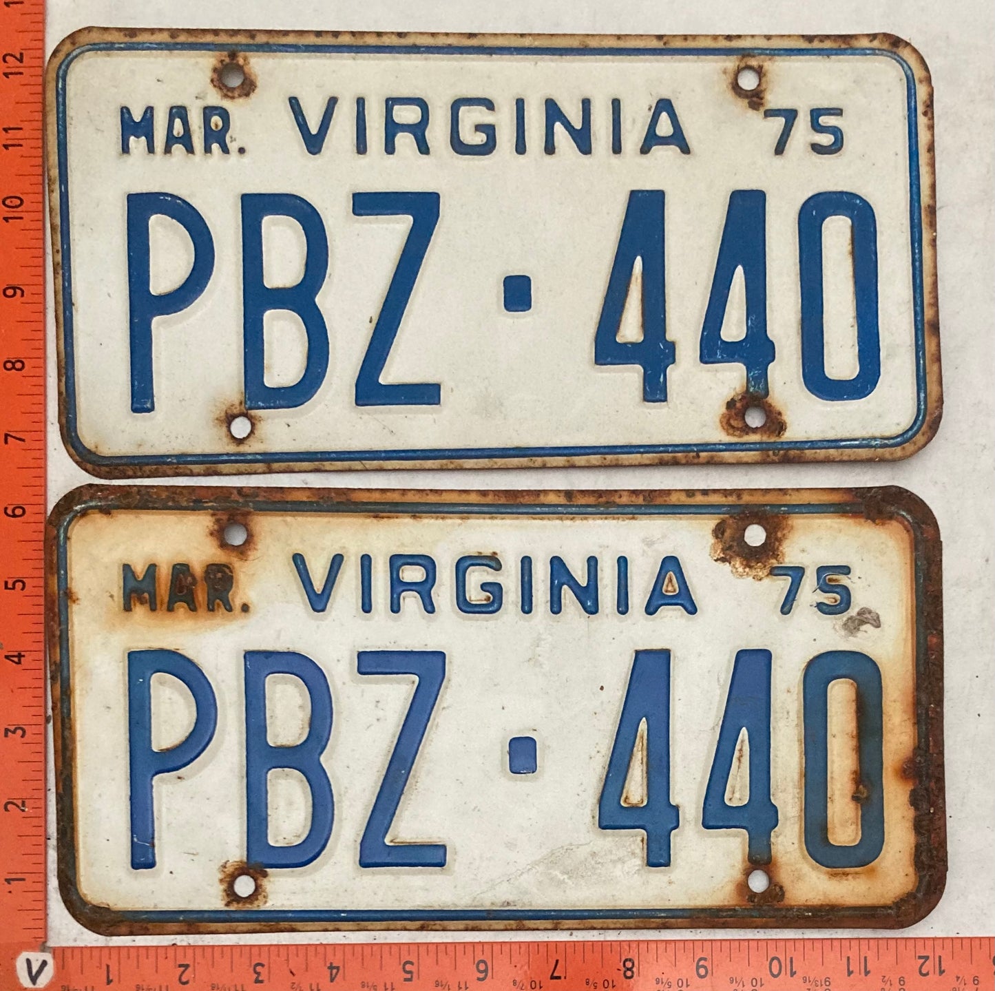 1975 Virginia #PBZ-440 Truck License Plate (Pair)