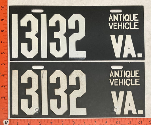 Undated Virginia #13132 Antique Vehicle License Plate (Pair)