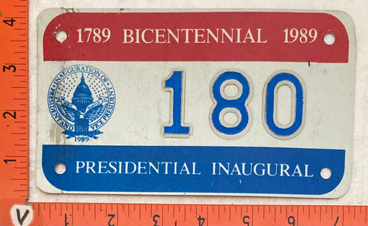 1989 Washington, DC # 180 Presidential Inaugural Motorcycle License Plate