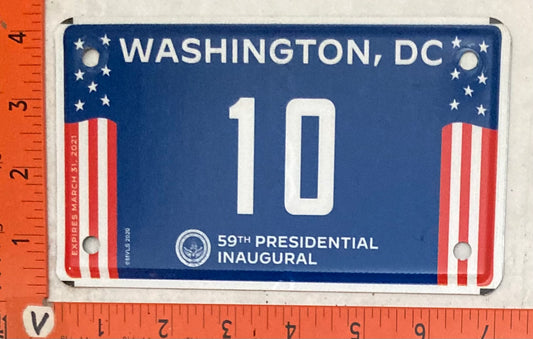 2021 Washington, DC # 10 Presidential Inaugural Motorcycle License Plate