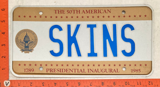 1985 Washington, DC #SKINS Presidential Inaugural Passenger License Plate