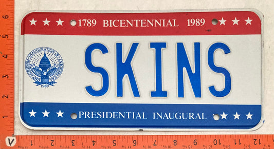 1989 Washington, DC #SKINS Presidential Inaugural Passenger License Plate