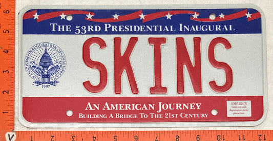 1997 Washington, DC #SKINS Presidential Inaugural Passenger License Plate