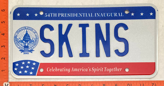 2001 Washington, DC #SKINS Presidential Inaugural Passenger License Plate
