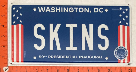 2021 Washington, DC #SKINS Presidential Inaugural Passenger License Plate