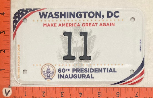 2025 Washington, DC # 11 Presidential Inaugural Motorcycle License Plate