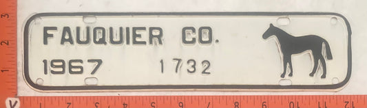 1967 Fauquier County Virginia #1732 License Plate