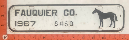 1967 Fauquier County Virginia #8460 License Plate