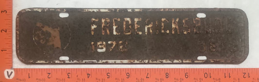 1972 Fredericksburg Virginia #3612 License Plate