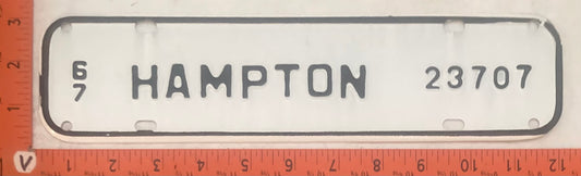 1967 Hampton Virginia #23707 License Plate