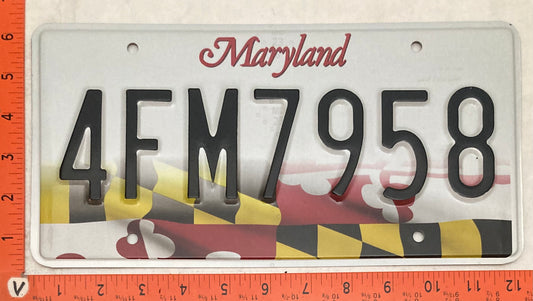 Undated Maryland #4FM7958 Passenger License Plate