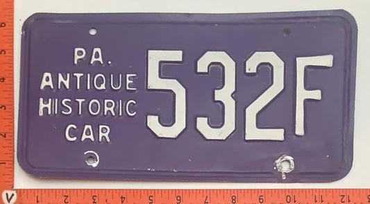 1954 - 2005 Pennsylvania #532F Antique Historic Car License Plate