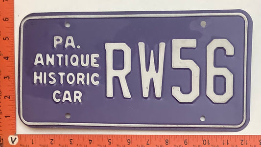 1954 - 2005 Pennsylvania #RW56 Antique Historic Car License Plate