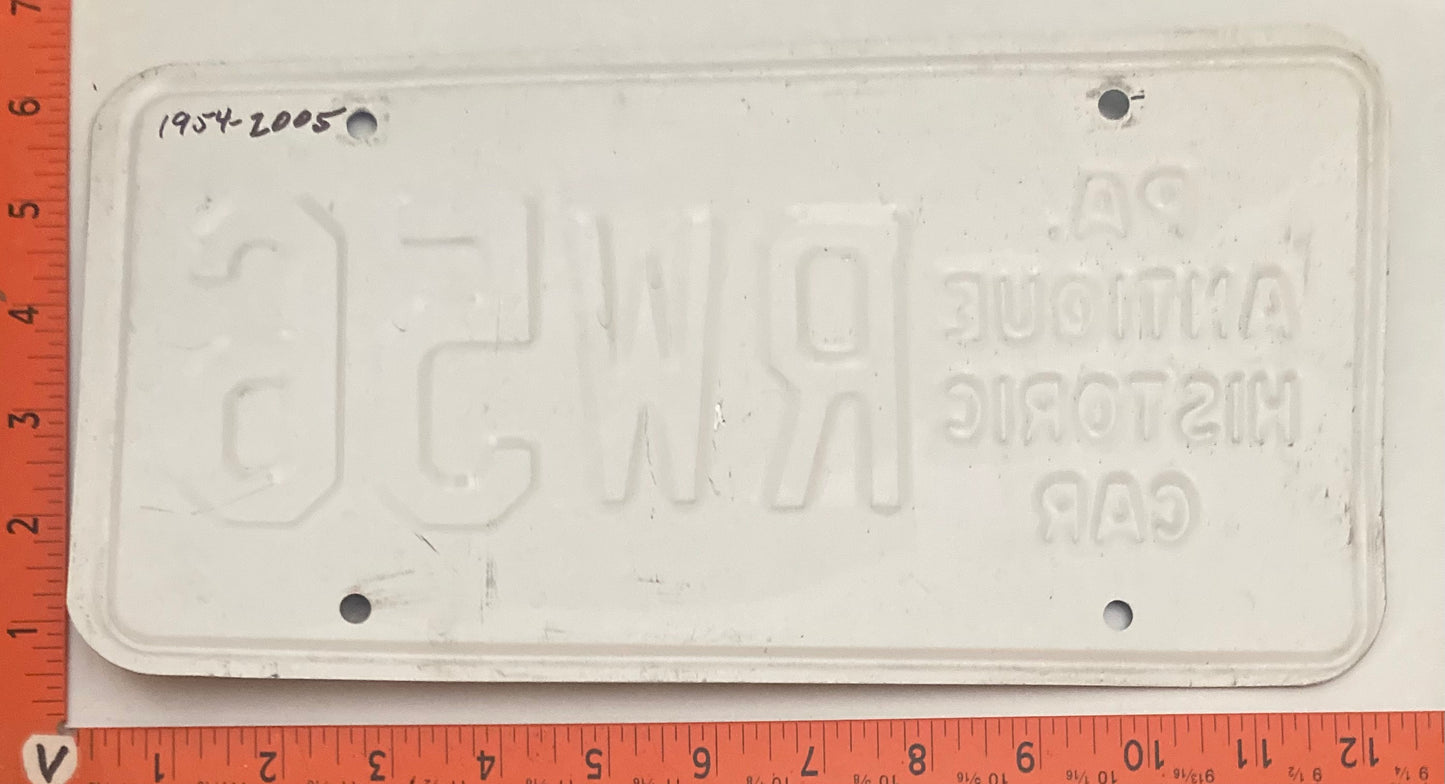 1954 - 2005 Pennsylvania #RW56 Antique Historic Car License Plate