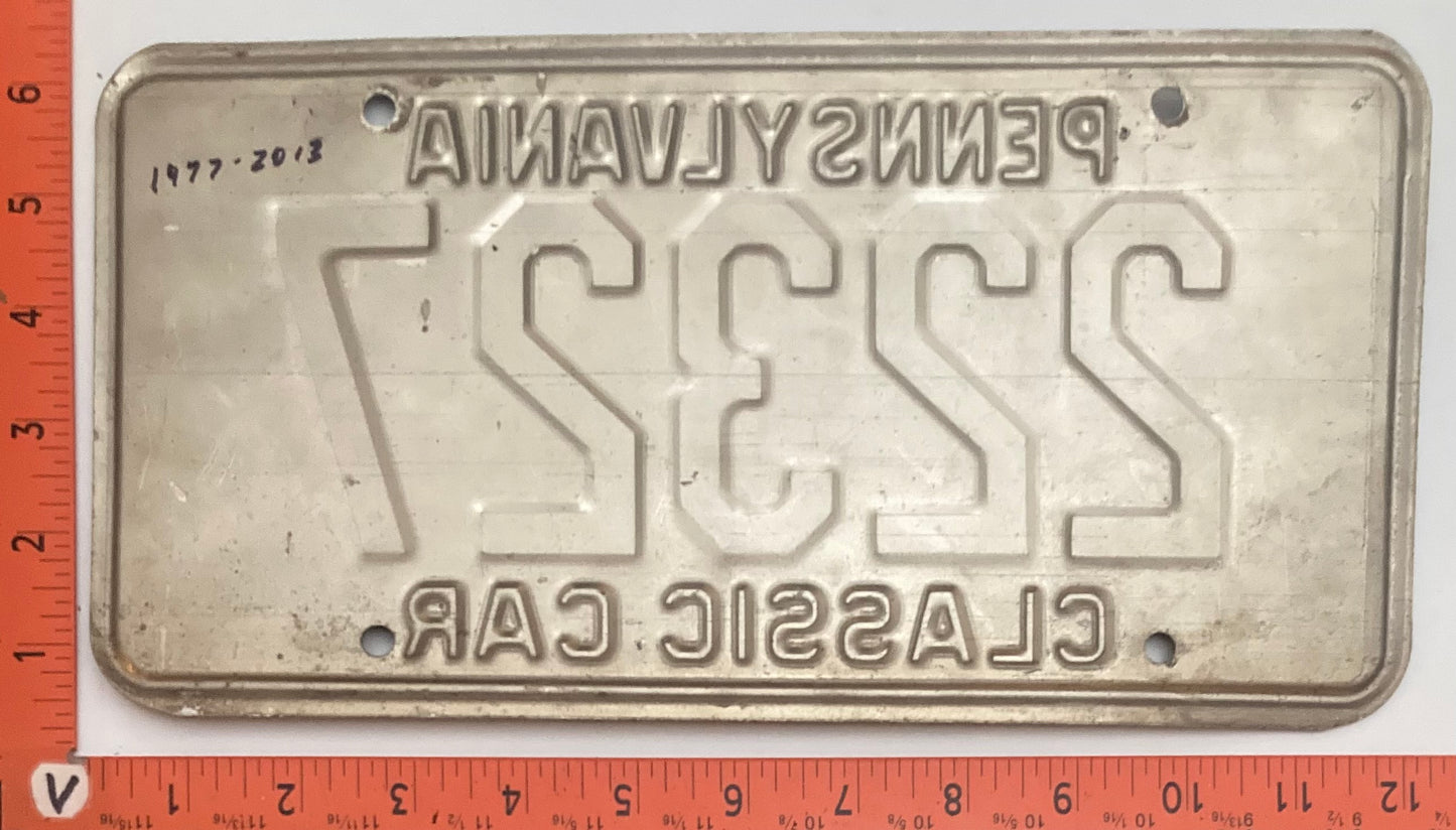 1977 - 2013 Pennsylvania #22327 Classic Car License Plate