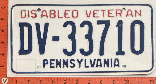2000s Pennsylvania #DV-33710 Disabled Veteran License Plate