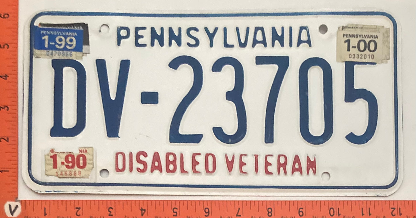 2000 Pennsylvania #DV-23705 Disabled Veteran License Plate
