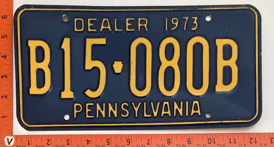 1973 Pennsylvania #B15-080B Dealer License Plate